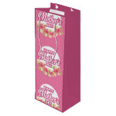 Sac Cadeau Pour Bouteille Fleurs rose et blanc Polka Dot Bonne Fête des mère (Dos Angle)