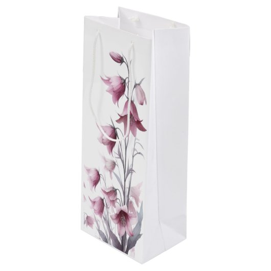 Sac Cadeau Pour Bouteille Fleurs roses en or blush (Devant Angle)
