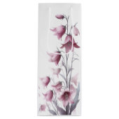 Sac Cadeau Pour Bouteille Fleurs roses en or blush (Devant)
