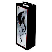 Sac Cadeau Pour Bouteille Fleurs rouges bleues Dragon noir (Devant Angle)