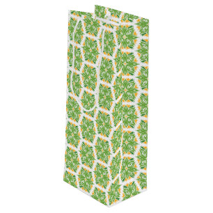 Sac Cadeau Pour Bouteille Fleurs Vertes, Motif De Fleurs, Modèle Floral