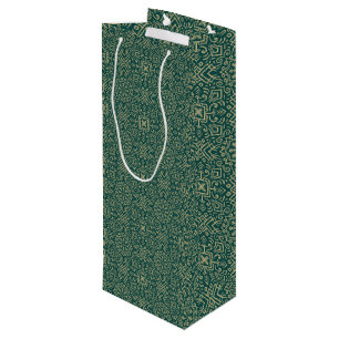 Sac Cadeau Pour Bouteille Flocon de neige de Noël Floral Motif Vintage