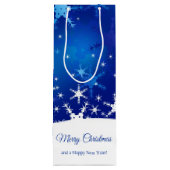 Sac Cadeau Pour Bouteille Flocons de neige bleus d'hiver de Noël (Dos)