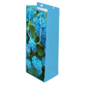 Sac Cadeau Pour Bouteille Floral d'Hydrangée Bleue (Devant Angle)