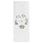 Sac Cadeau Pour Bouteille Foliage et or Monogramme Blanc Mariage élégant (Dos)