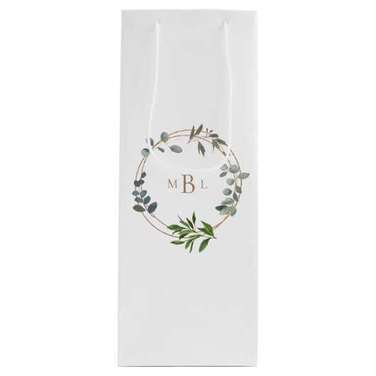 Sac Cadeau Pour Bouteille Folio et or Monogramme blanc Elegant II Mariage (Devant)