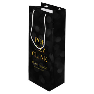 Sac Cadeau Pour Bouteille Fond Flou Sombre Faux Or Pop Fizz Tinter