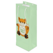 Sac Cadeau Pour Bouteille Fox Baby shower Green (Dos Angle)