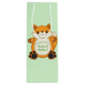 Sac Cadeau Pour Bouteille Fox Baby shower Green (Dos)