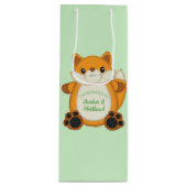 Sac Cadeau Pour Bouteille Fox Baby shower Green (Devant)