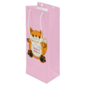 Sac Cadeau Pour Bouteille Fox Baby shower rose (Dos Angle)