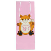 Sac Cadeau Pour Bouteille Fox Baby shower rose (Dos)
