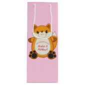 Sac Cadeau Pour Bouteille Fox Baby shower rose (Devant)