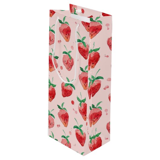 Sac Cadeau Pour Bouteille Fraise (Devant Angle)
