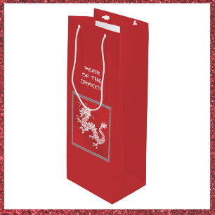 Sac Cadeau Pour Bouteille Frapper l'année rouge et blanche du dragon