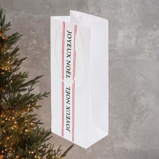 Sac Cadeau Pour Bouteille French Joyeux Noël Red Stripe Noël