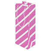 Sac Cadeau Pour Bouteille Fuchsia et blanc cinq bandes motif (Dos Angle)