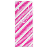 Sac Cadeau Pour Bouteille Fuchsia et blanc cinq bandes motif (Dos)
