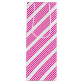 Sac Cadeau Pour Bouteille Fuchsia et blanc cinq bandes motif (Devant)