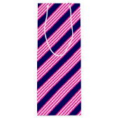 Sac Cadeau Pour Bouteille Fuchsia et blanc cinq bandes motif avec bleu (Dos)