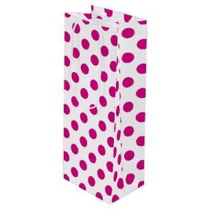 Sac Cadeau Pour Bouteille Fuchsia polka