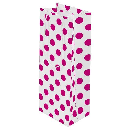 Sac Cadeau Pour Bouteille Fuchsia polka (Devant Angle)