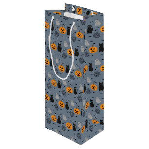 Sac Cadeau Pour Bouteille Fun et Fun Halloween Cat Ghost Citrouille Web
