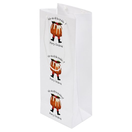 Sac Cadeau Pour Bouteille Fun Pudding Joyeux Noël (Dos Angle)