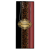 Sac Cadeau Pour Bouteille Garnet rouge et Motif léopard noir (Devant)