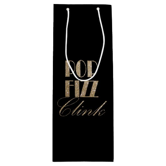 Sac Cadeau Pour Bouteille Gatsby party Gold et Black Pop Fizz Clink (Devant)