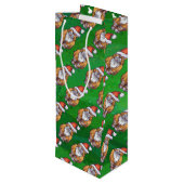 Sac Cadeau Pour Bouteille Ginger Chat Noël Sur Vert (Dos Angle)