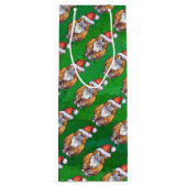 Sac Cadeau Pour Bouteille Ginger Chat Noël Sur Vert (Dos)