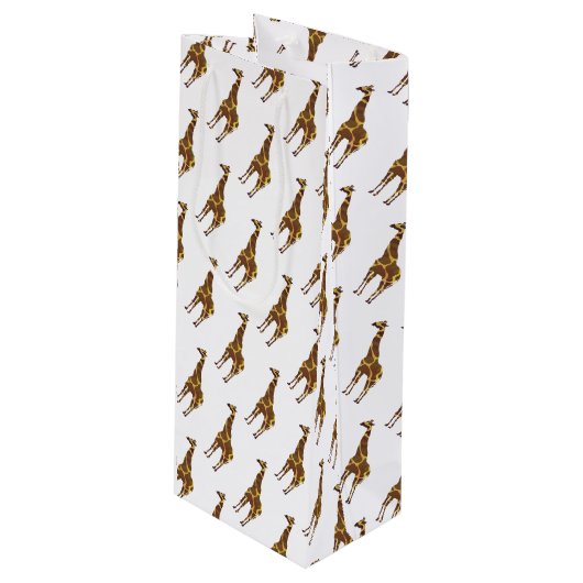 Sac Cadeau Pour Bouteille Giraffe Brown et jaune Silhouette (Devant Angle)