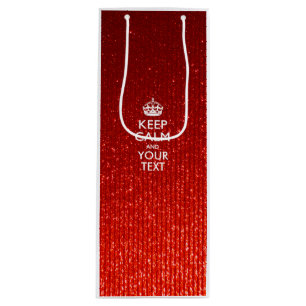 Sac Cadeau Pour Bouteille Glamour rouge garder le calme Texte personnalisé