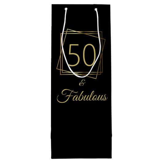 Sac Cadeau Pour Bouteille Gold 50 et Fabuleux anniversaire (Dos)