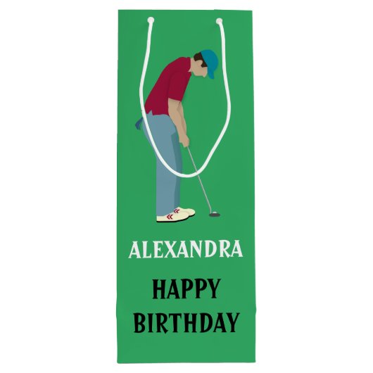 Sac Cadeau Pour Bouteille Golf à thème vert (Dos)