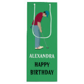 Sac Cadeau Pour Bouteille Golf à thème vert (Devant)