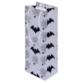 SAC CADEAU POUR BOUTEILLE GRAY & NOIR HALLOWEEN SPIDER WEBS BATS (Dos Angle)