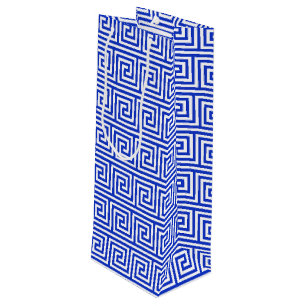 Sac Cadeau Pour Bouteille Grec Meander Carré Motif