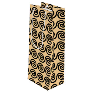 Sac Cadeau Pour Bouteille Grec Meander Key Waves Motif Brown