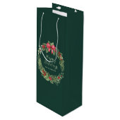 Sac Cadeau Pour Bouteille Green Classic Christmas Nom de la couronne (Devant Angle)