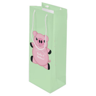 Sac Cadeau Pour Bouteille Green Pig Baby