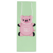 Sac Cadeau Pour Bouteille Green Pig Baby (Devant)