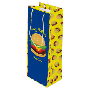 Sac Cadeau Pour Bouteille Hamburger Anniversaire de fête Burger