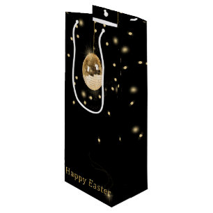 Sac Cadeau Pour Bouteille Happy Easter Gold Disco Ball