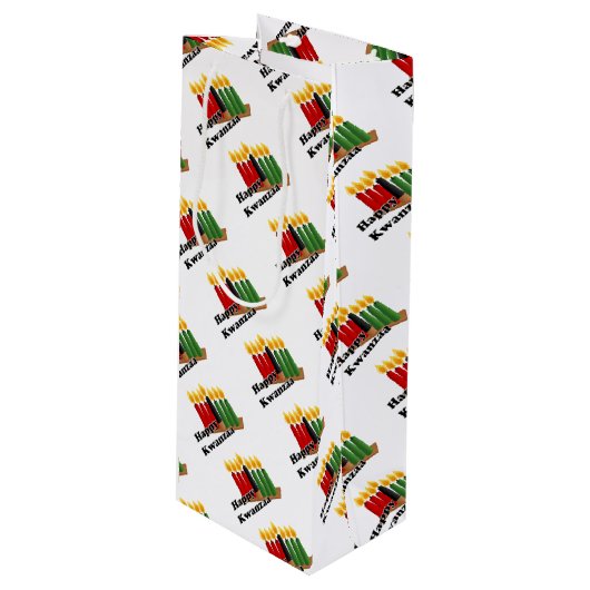 Sac Cadeau Pour Bouteille Happy Kwanzaa (Devant Angle)