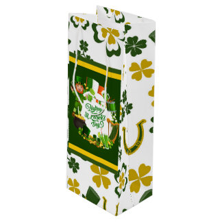 Sac Cadeau Pour Bouteille Happy St. Patrick's Day Gift Bag