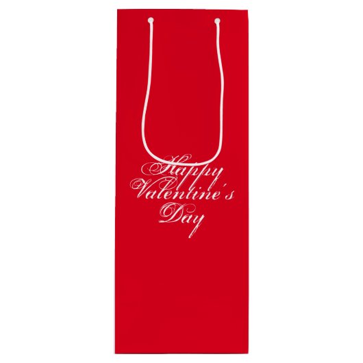Sac Cadeau Pour Bouteille Heureuse Sainte-Valentin, lettres blanches, cadeau (Devant)