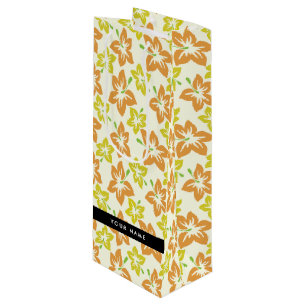 Sac Cadeau Pour Bouteille Hibiscus jaune, Hibiscus orange, Votre nom