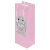 Sac Cadeau Pour Bouteille Hippo Baby shower rose (Dos Angle)